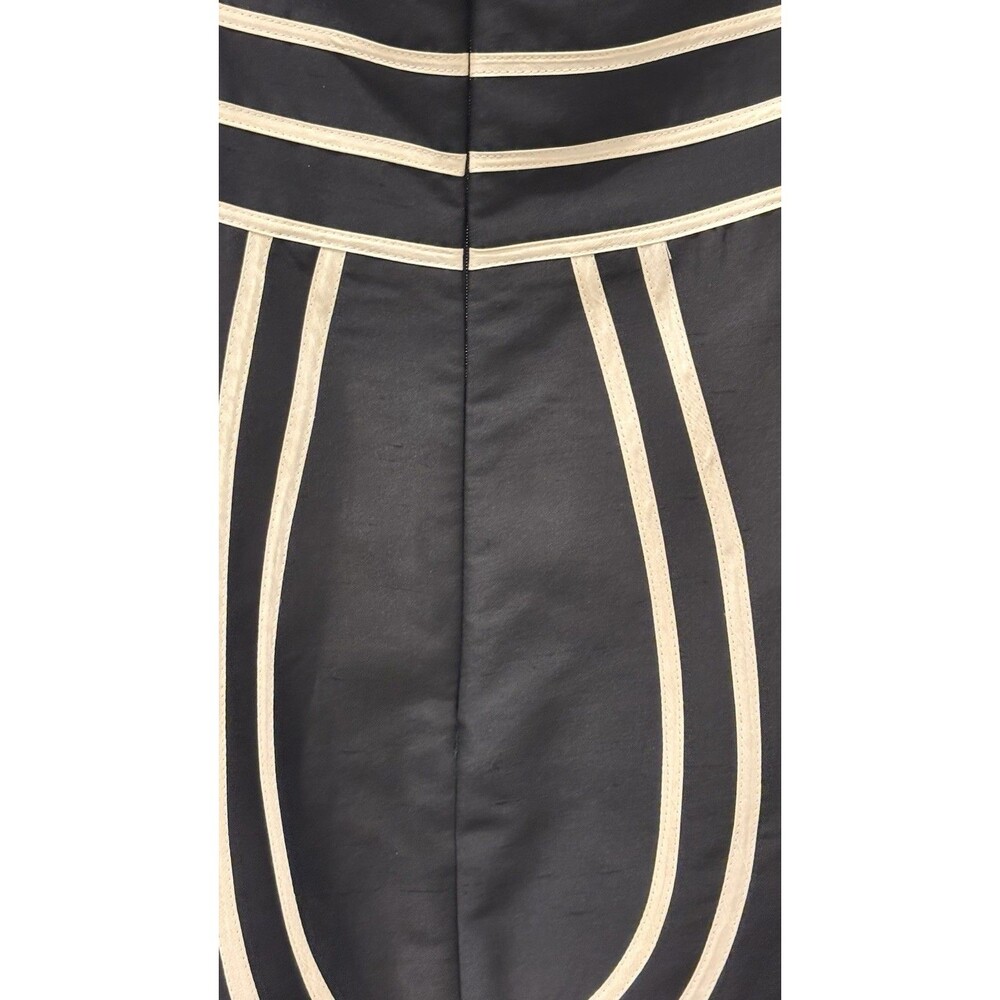WD.NY Strapless Silk Dress Size 10 Black White Cocktail Fit & Flare - Picture 5 of 11